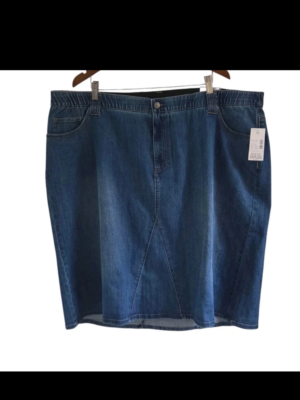 Catherines Blue Jean Denim Skirt Stretch Relaxed Fit Womens Size 3X NEW NWT